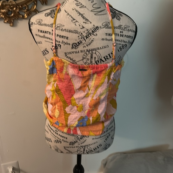 Billabong Orange and 70’s Floral Print Tank Top L NWT - Picture 3 of 6